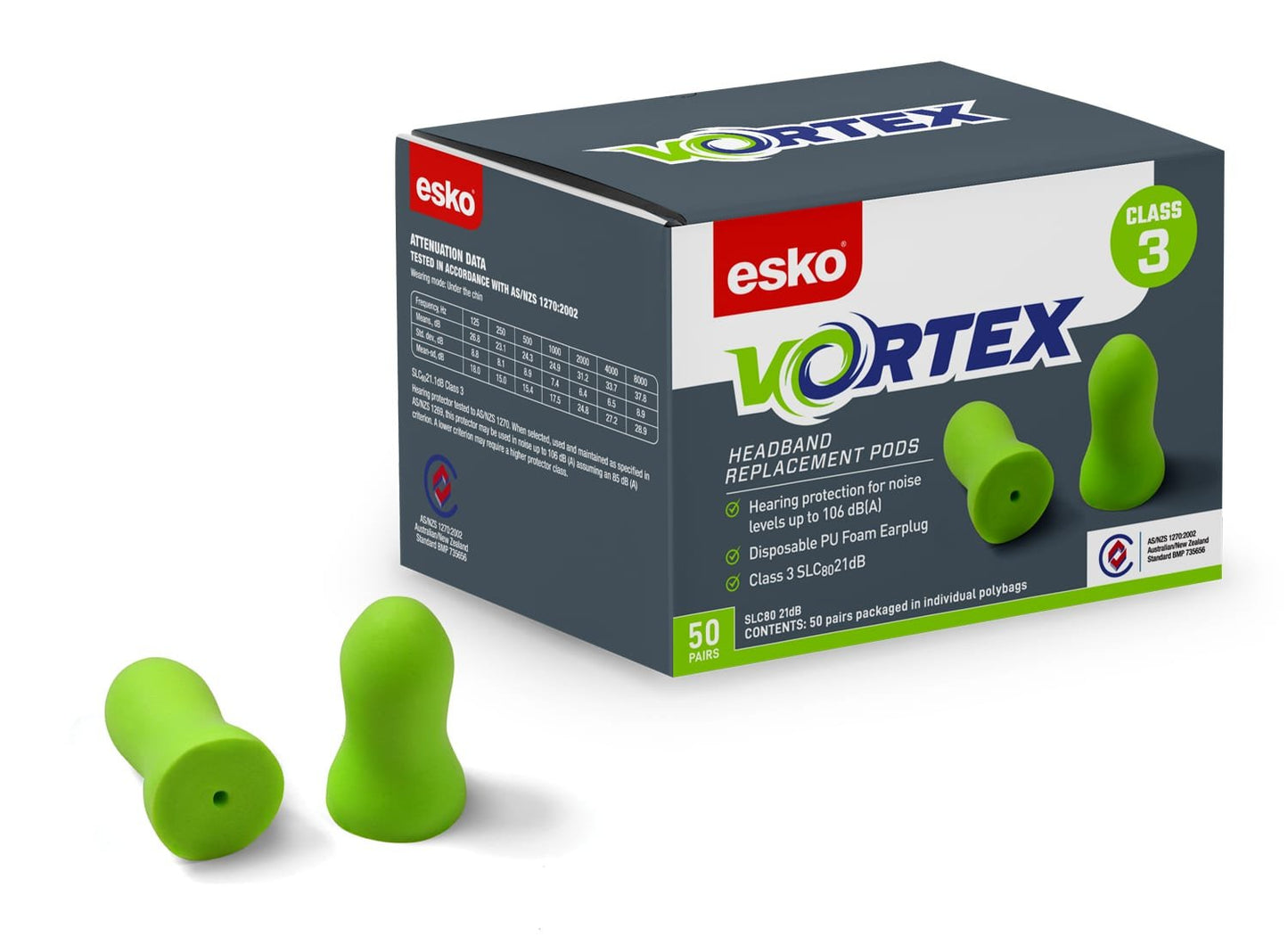 Esko Vortex Replacement Headband Earplug Pods (Pair)