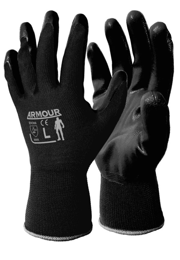 NIBLOB Black Open Back Nitrile Glove - **12 PAIR (1 PACK)**