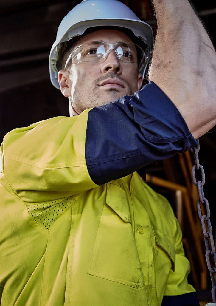 ZW128 Mens Rugged Cooling Hi Vis Spliced Shirt