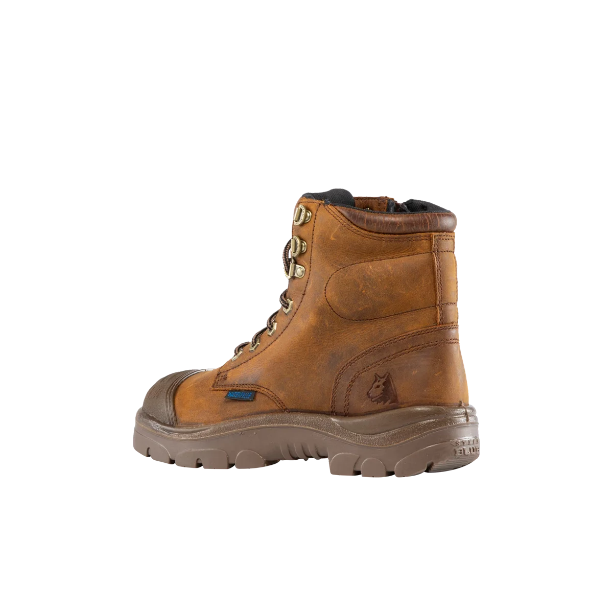 Steel Blue Argyle Zip: Scuff Waterproof - Distressed Brown
