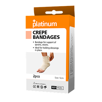 Platinum Crepe Bandages 5cm x 4.5m Pack 2