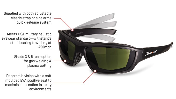 Combat X4 Safety Eyewear - Smoke/Silver Mirror  E8202