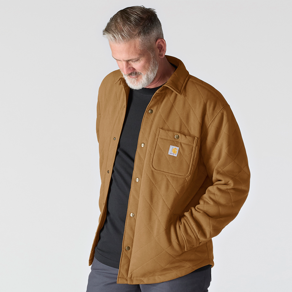 **NEW** Carhartt Rain Defender™ Loose Fit Heavyweight Quilted Press-Stud Front Shirt Jac