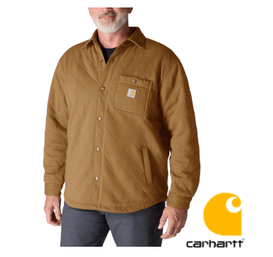 **NEW** Carhartt Rain Defender™ Loose Fit Heavyweight Quilted Press-Stud Front Shirt Jac