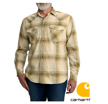 Carhartt Montana Rugged Flex Relaxed Fit Lightweight Long-Sleeve Snap-Front Plaid Shirt