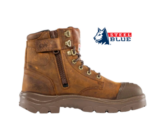 Steel Blue Argyle Zip: Scuff Waterproof - Distressed Brown