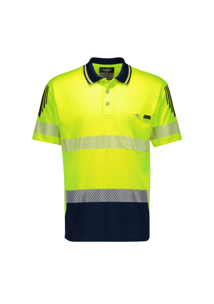 Mens Hi Vis Flux Segmented Tape Short Sleeve Polo ZH555