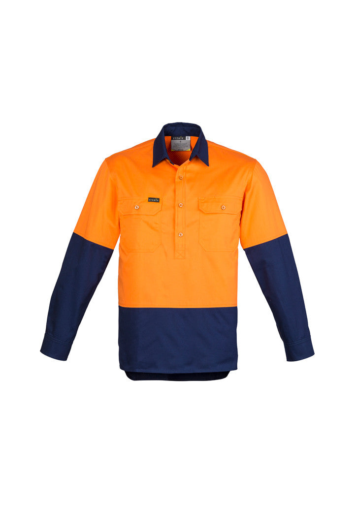 ZW560 - Mens Hi Vis Closed Front Long Sleeve Shirt