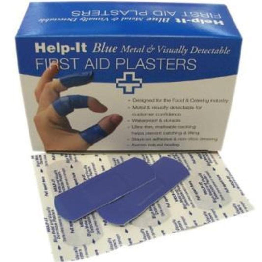 Help-It Blue Metal Finger Plasters 100's