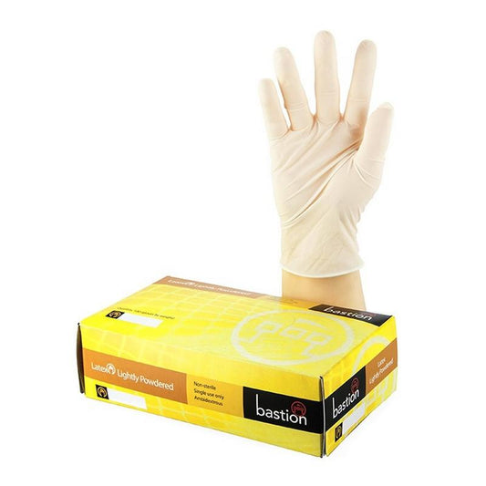 Latex  Low Powder Disposable Gloves - Bastion 100's