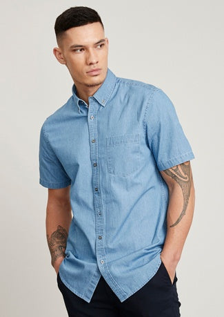 Mens Denim Short Sleeve Shirt