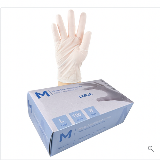 Nitrile Examination Gloves White - 100's