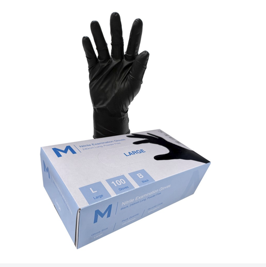 Nitrile Gloves Powder Free Black 7gm   - Matthews