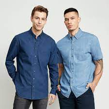 Mens Denim Short Sleeve Shirt