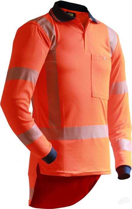 Caution Hi-Vis TTMC-W17 L/ Sleeve Segmented Tape Microfibre Polo