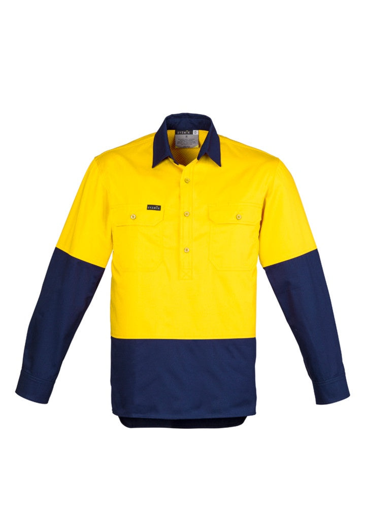 ZW560 - Mens Hi Vis Closed Front Long Sleeve Shirt